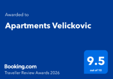 Booking.com Traveller Review Awards 2026 Apartmani Veličković Sokobanja ocena 9.5